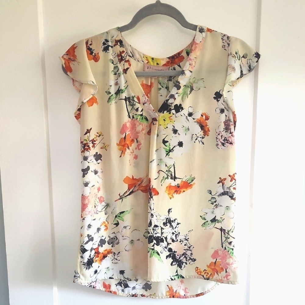 Floral Ruffle Sleeve Philosophy Blouse Size Small